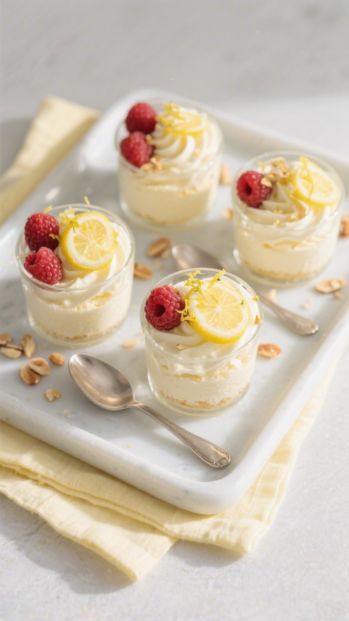 Final dish/overhead presentation: Tasty top-view of Keto Lemon Cheesecake Fluff swirled into small c