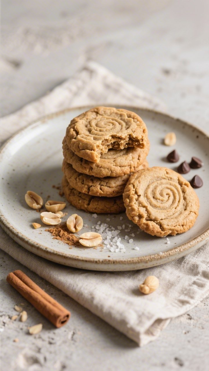 Tasty top view, final presentation: Overhead shot of a rustic ceramic plate stacked with grain-free,