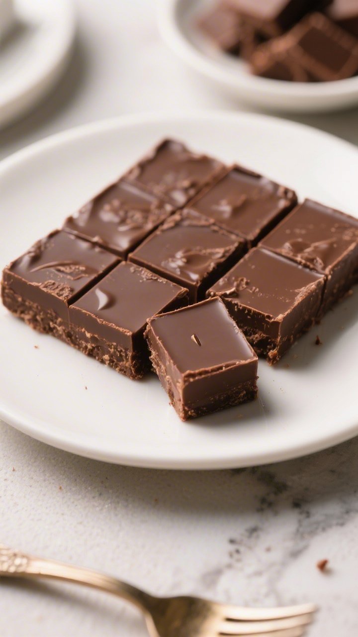 Final presentation overhead: Perfectly set low carb chocolate fudge cut into 1–